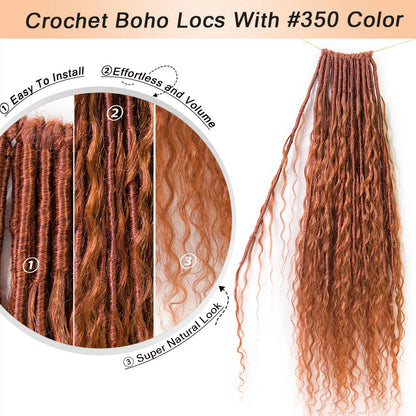 wholesale #350 Ginger Color Crochet Boho Locs 22-26 Deep Wave With Human Hair Curls